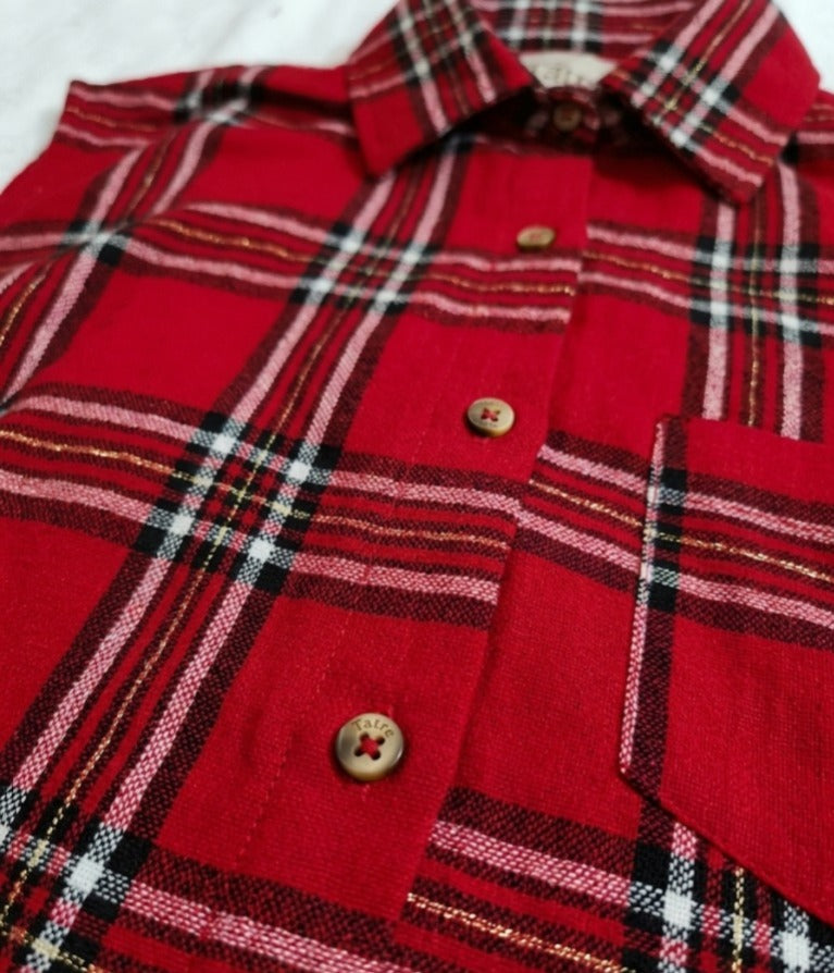 Red Plaid Sleeveless Shirt