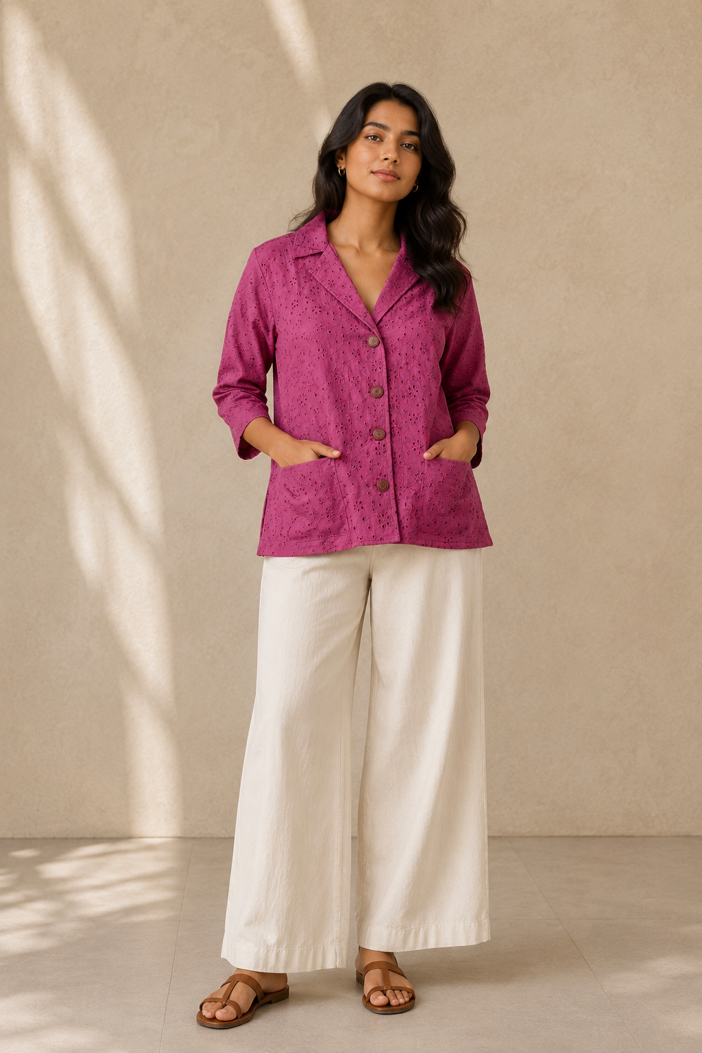 Embroidered Pink Blazer Jacket