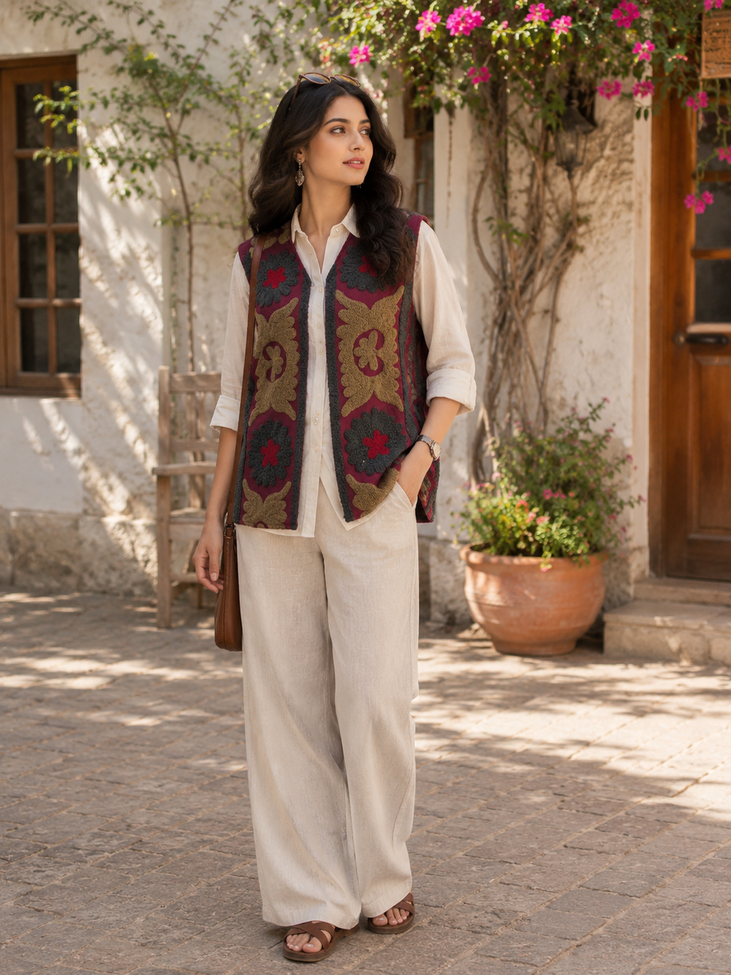 Mulberry Suzani Embroidered Sleeveless Jacket – Heritage Blossom Edition
