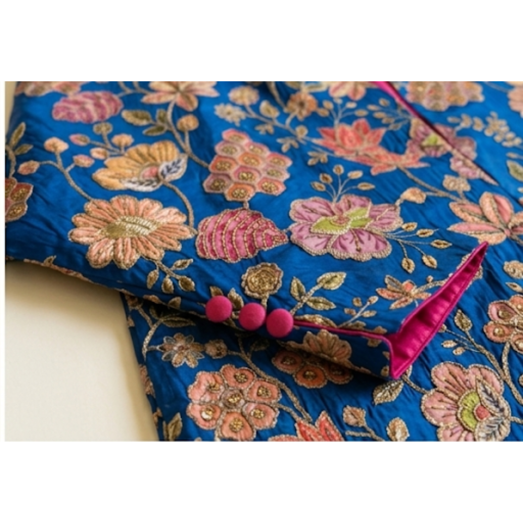 Noorani Cobalt Silk Jacket