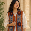 Midnight Blue Suzani Embroidered Sleeveless Jacket
