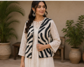 Zebra Pattern Woolen Jacket – Black & Ivory