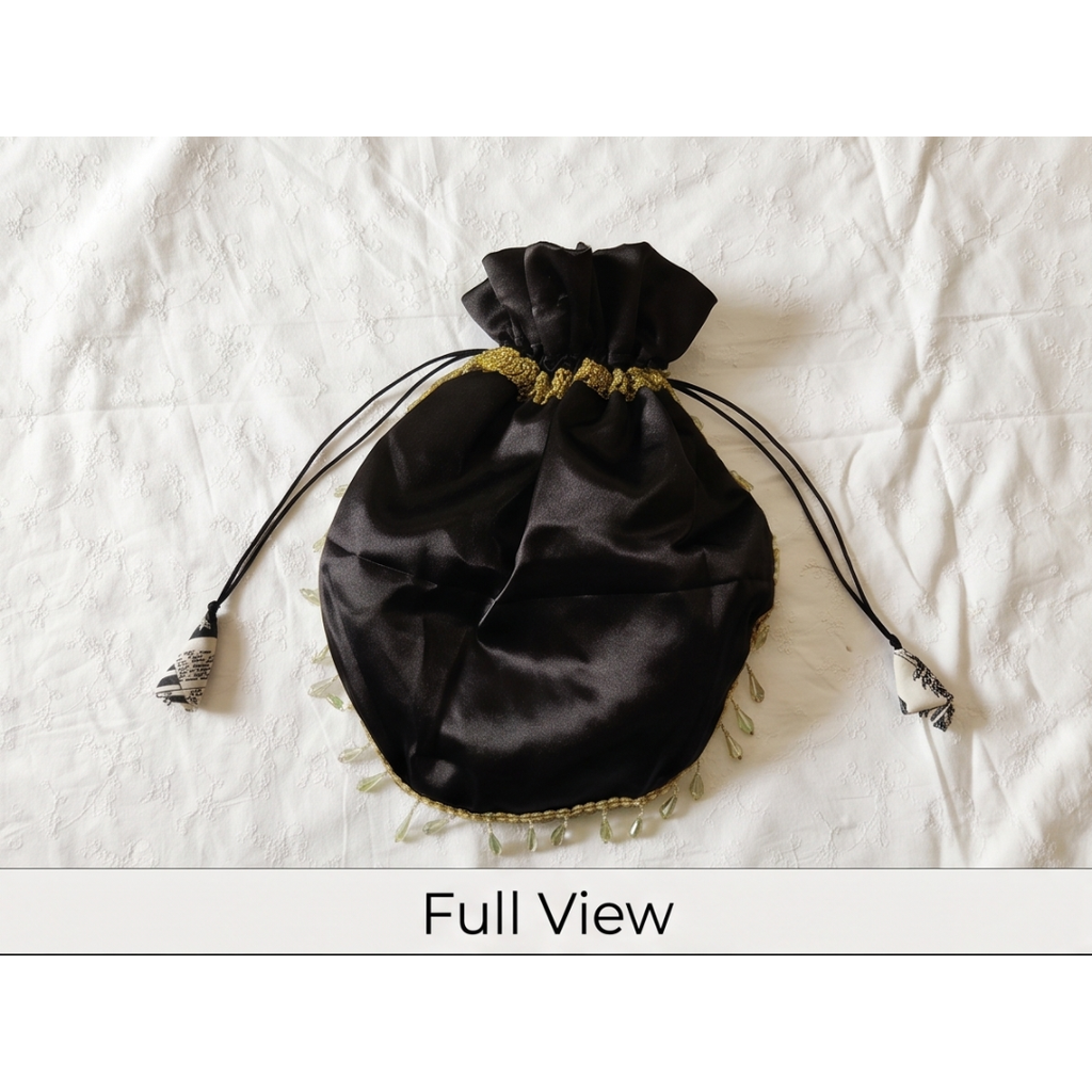 Black Satin Potli Bag