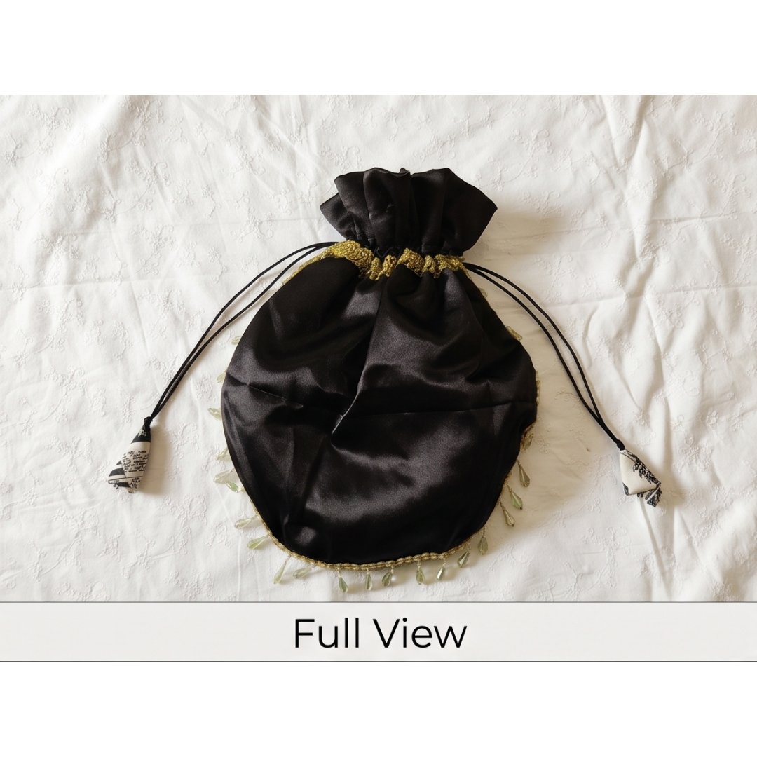 Black Satin Potli Bag
