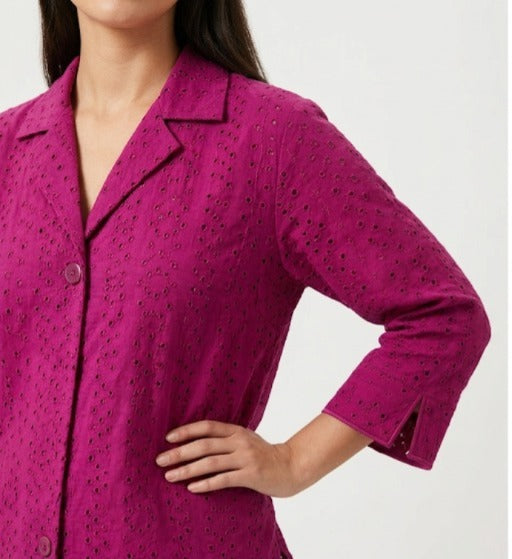 Embroidered Pink Blazer Jacket