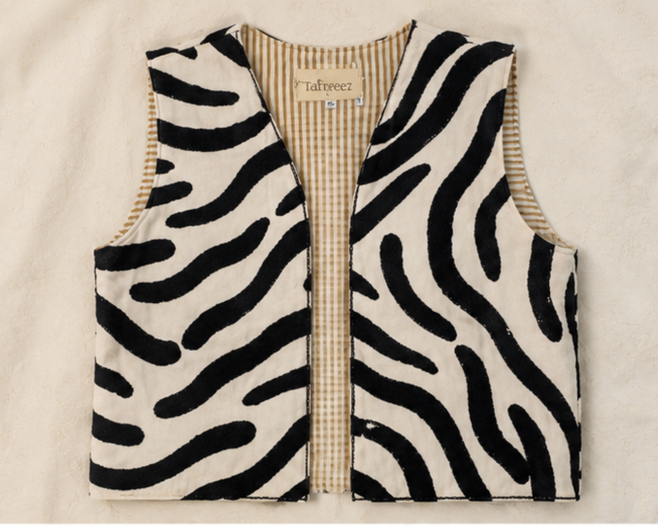 Zebra Pattern Woolen Jacket – Black & Ivory