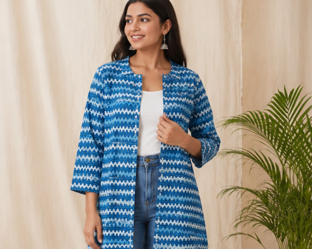 Tatreez Azure Wave Shrug