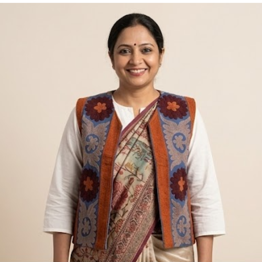 Midnight Blue Suzani Embroidered Sleeveless Jacket