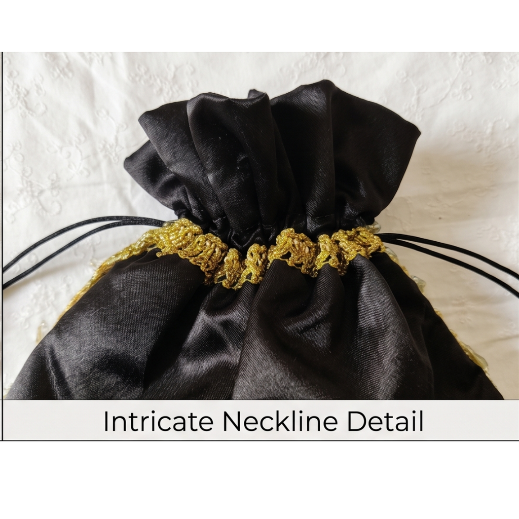 Black Satin Potli Bag
