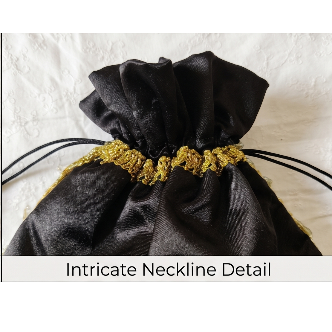 Black Satin Potli Bag