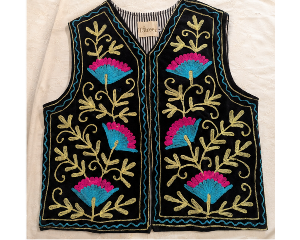 Kashmiri Aari Embroidered Woolen Jacket – Midnight Bloom