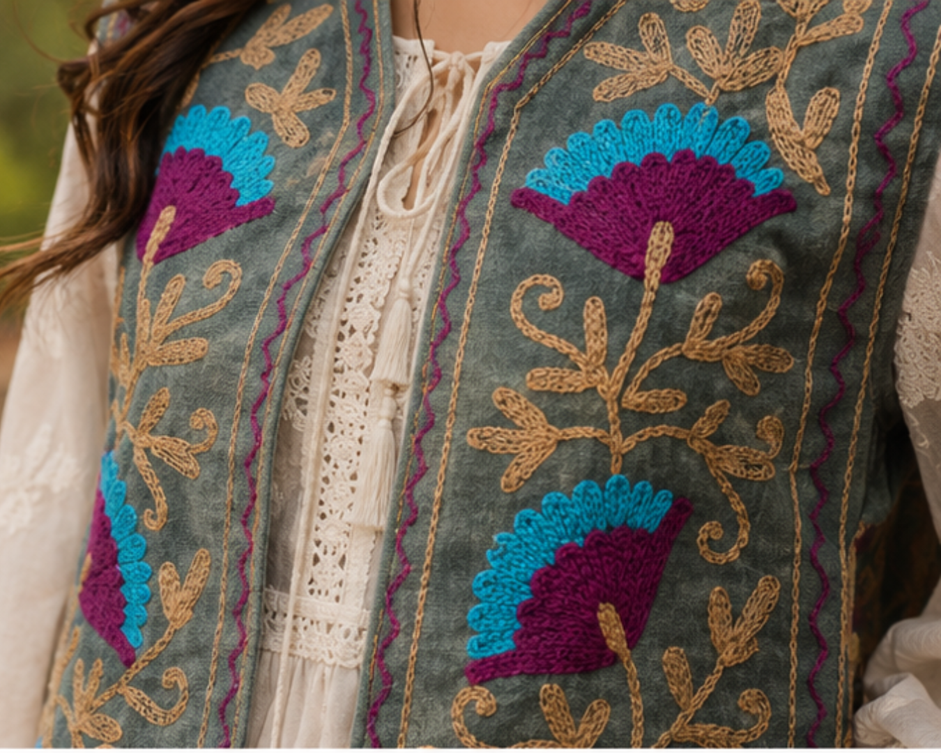 Flora Handcrafted Velvet Waistcoat