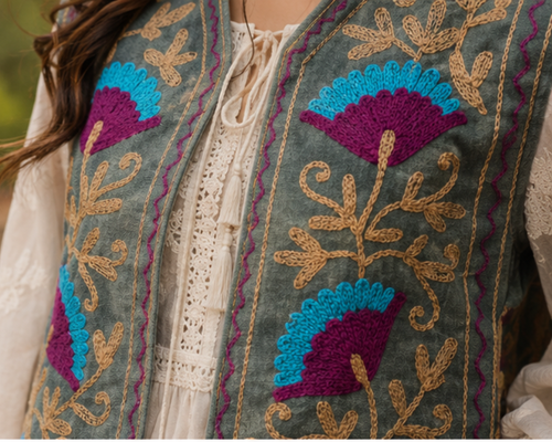 Flora Handcrafted Velvet Waistcoat