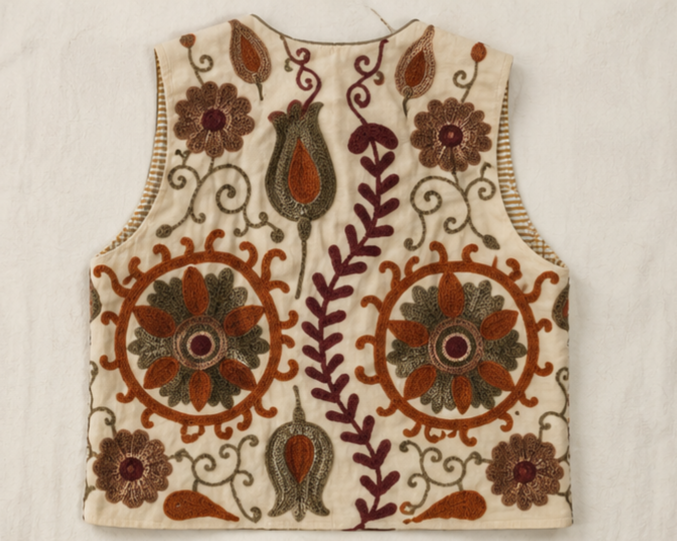 Kashmiri Aari Embroidered Woolen Jacket – Ivory Heritage Motif
