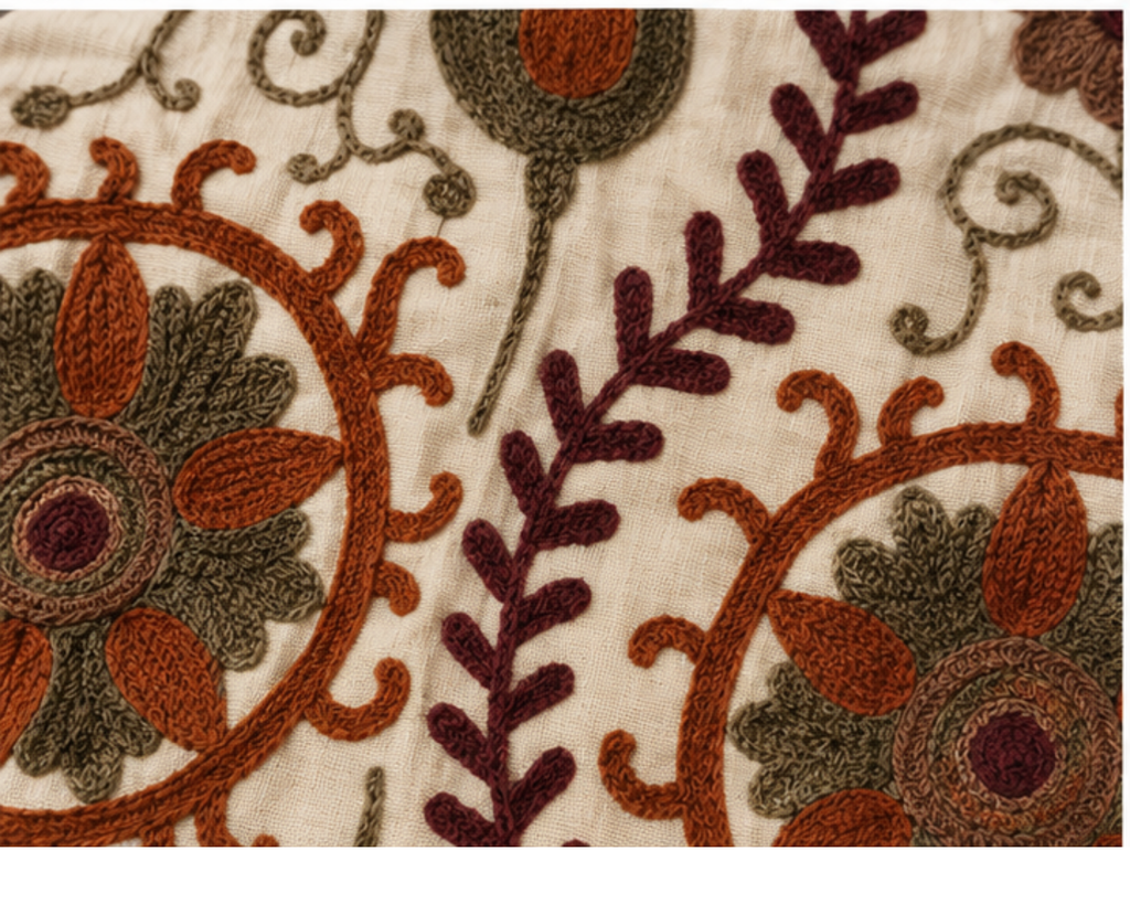 Kashmiri Aari Embroidered Woolen Jacket – Ivory Heritage Motif
