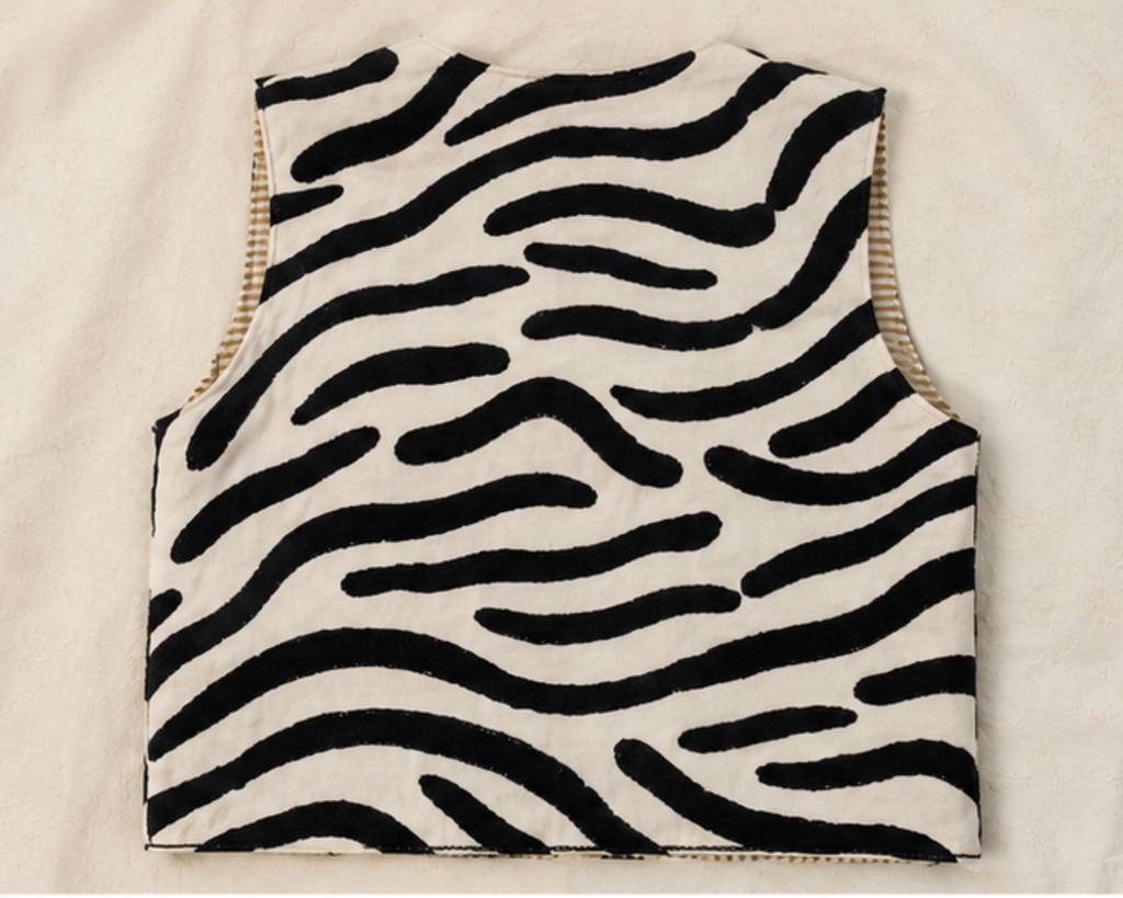 Zebra Pattern Woolen Jacket – Black & Ivory