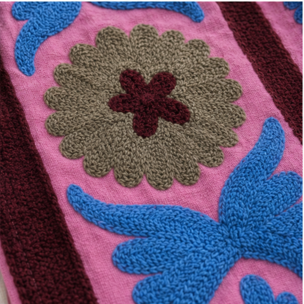 Blush Pink Suzani Embroidered Sleeveless Jacket – Artisan Bloom Edition