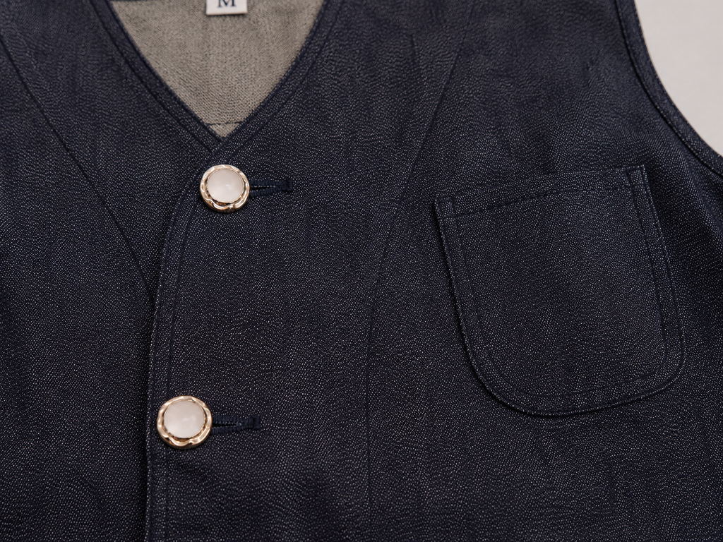 Midnight Denim Pearl Studded Vest