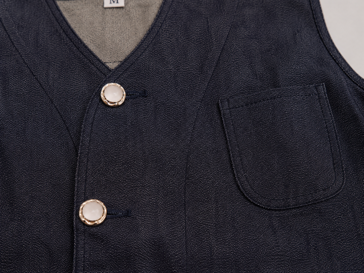 Midnight Denim Pearl Studded Vest