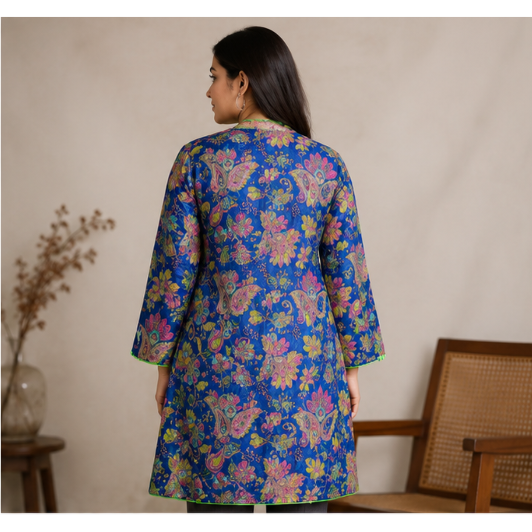 Feroza Silk Embroidered Cape-Jacket