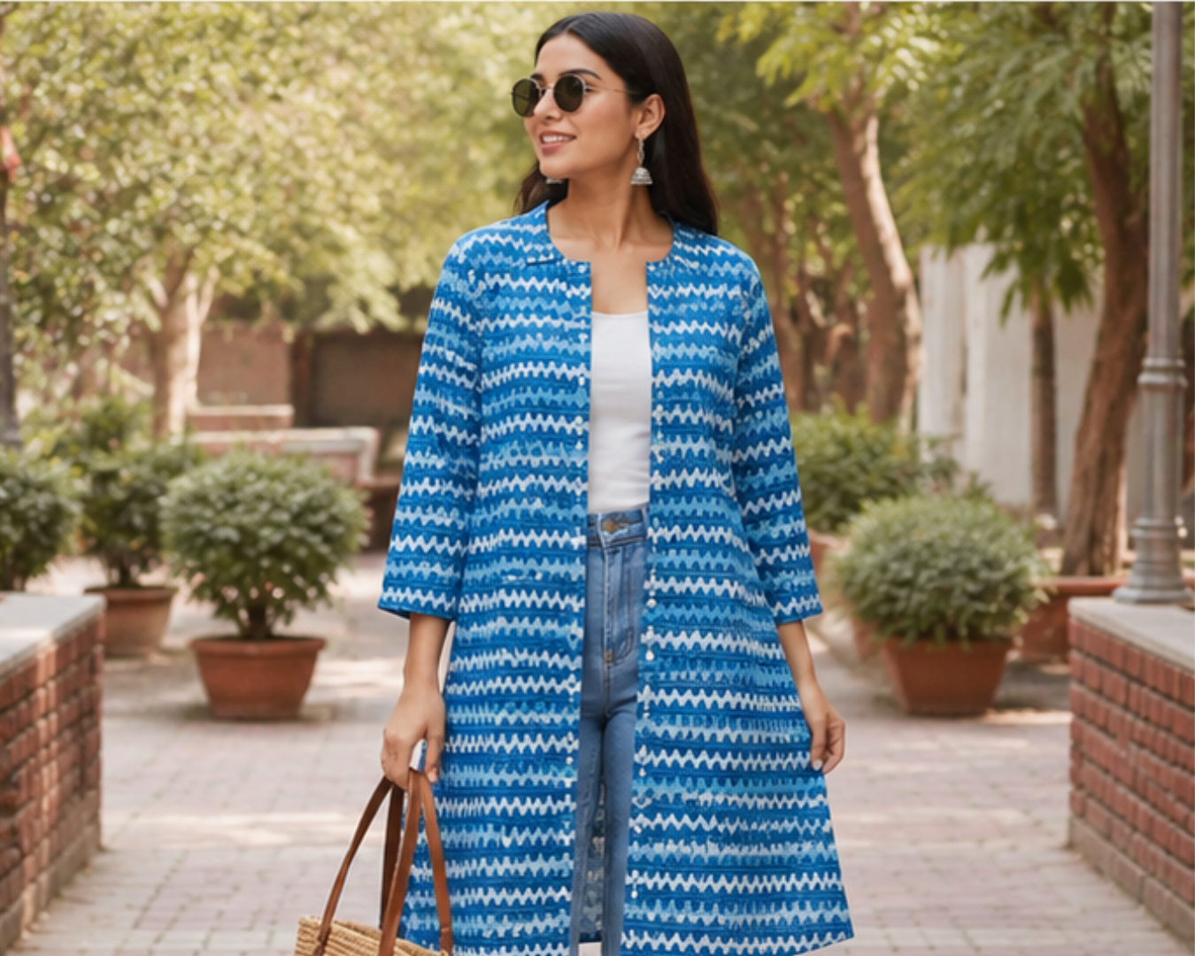 Tatreez Azure Wave Shrug