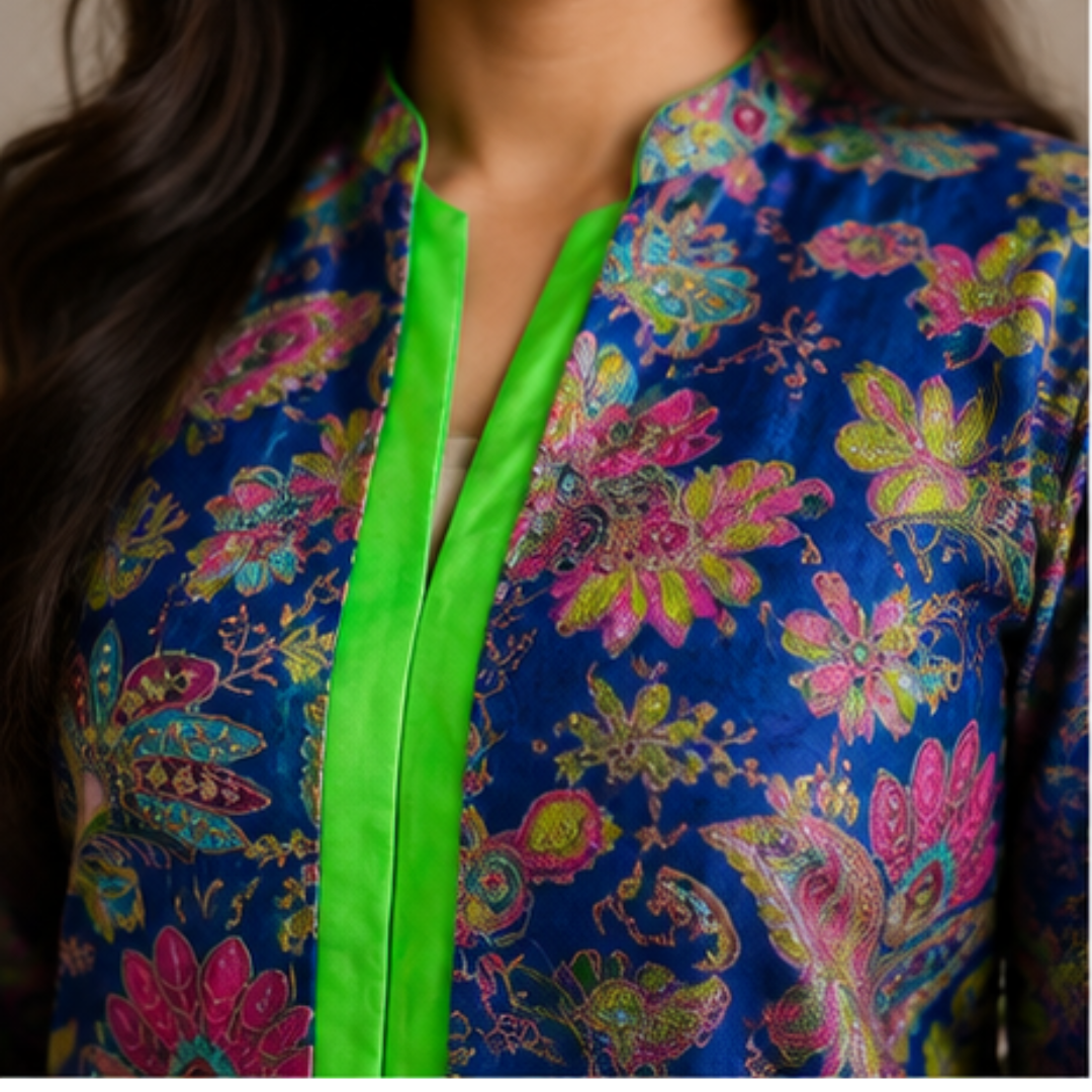 Feroza Silk Embroidered Cape-Jacket
