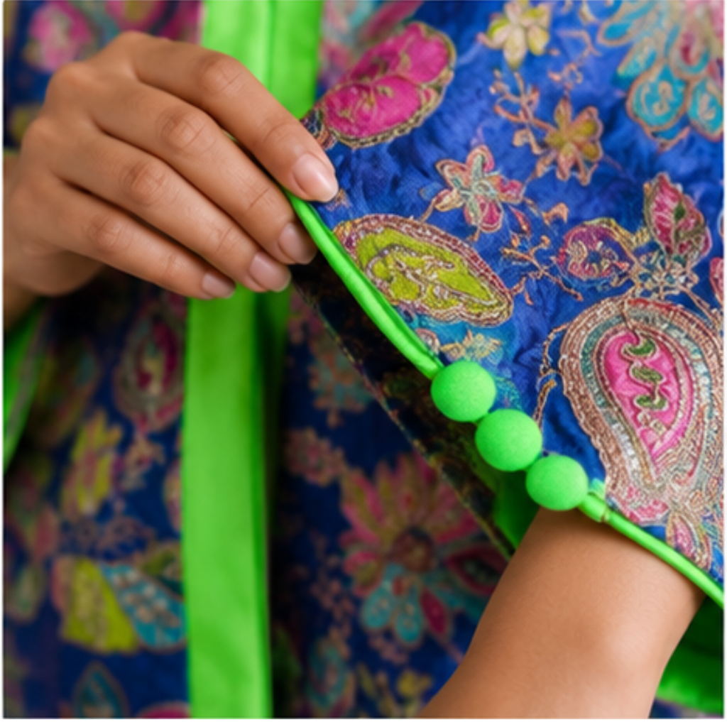 Feroza Silk Embroidered Cape-Jacket