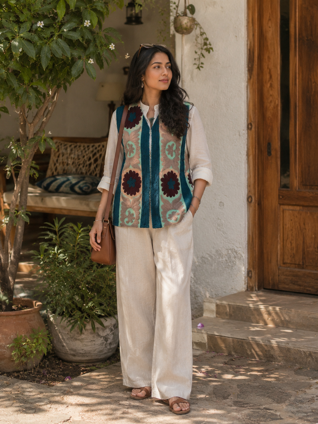 Suzani Embroidered Woolen Jacket – Sage Green Heritage