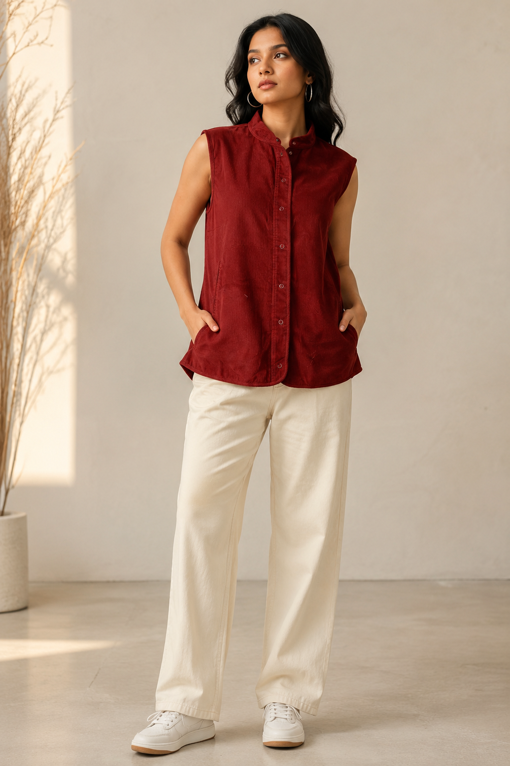 Crimson Cordroy Vest