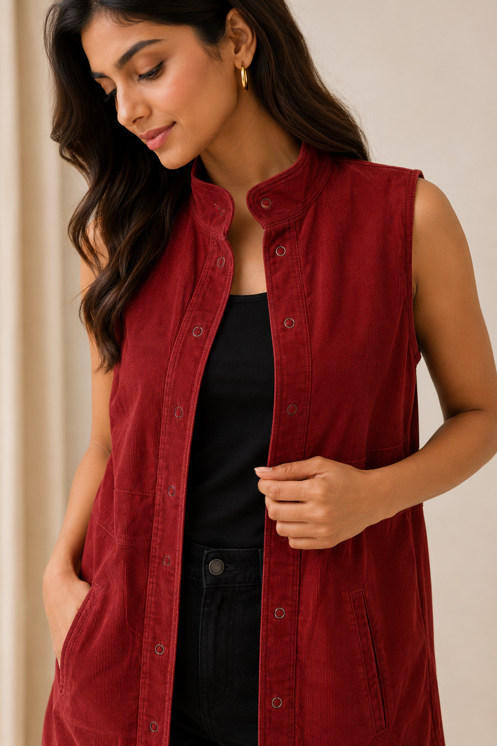 Crimson Cordroy Vest