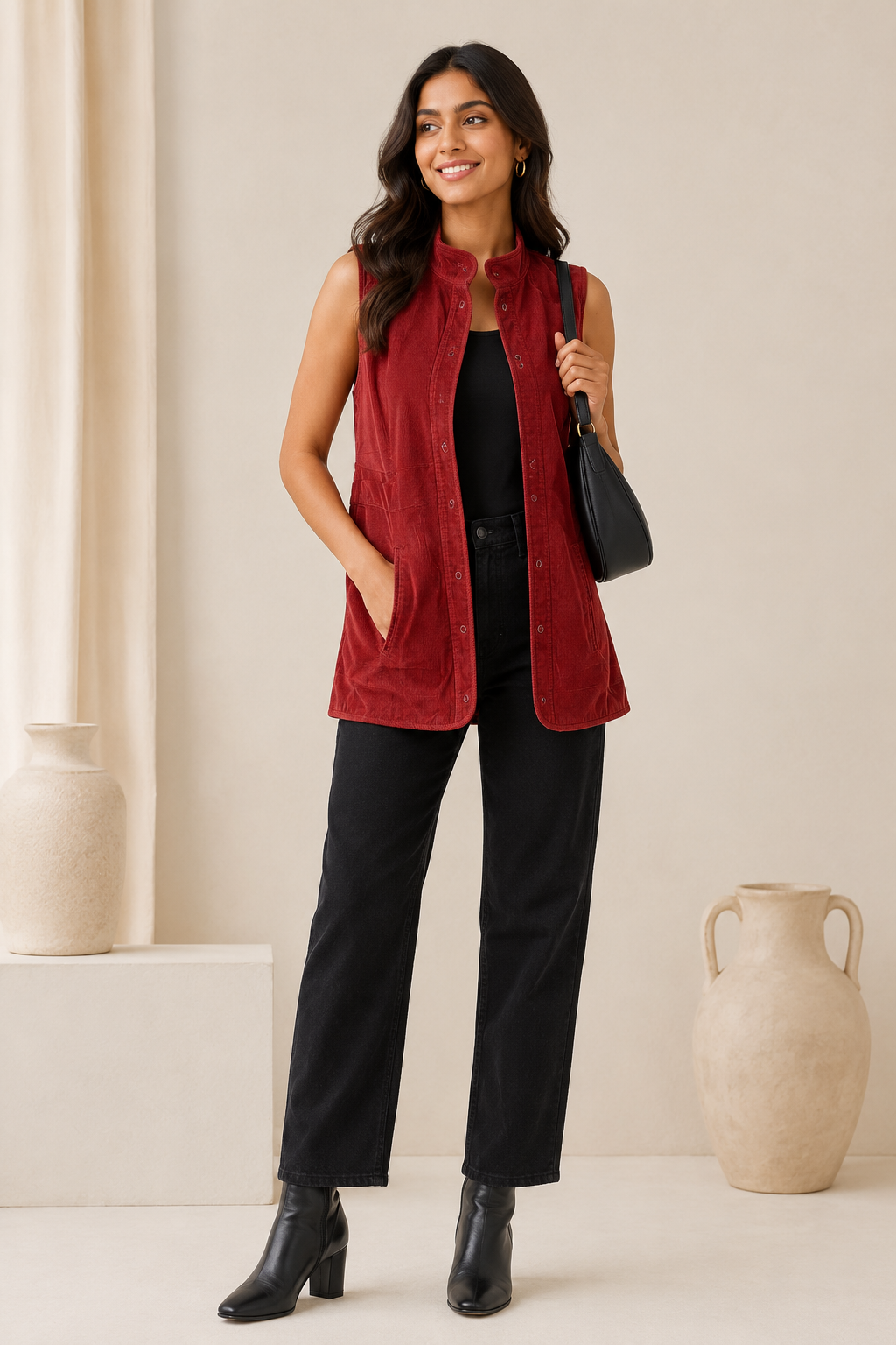 Crimson Cordroy Vest