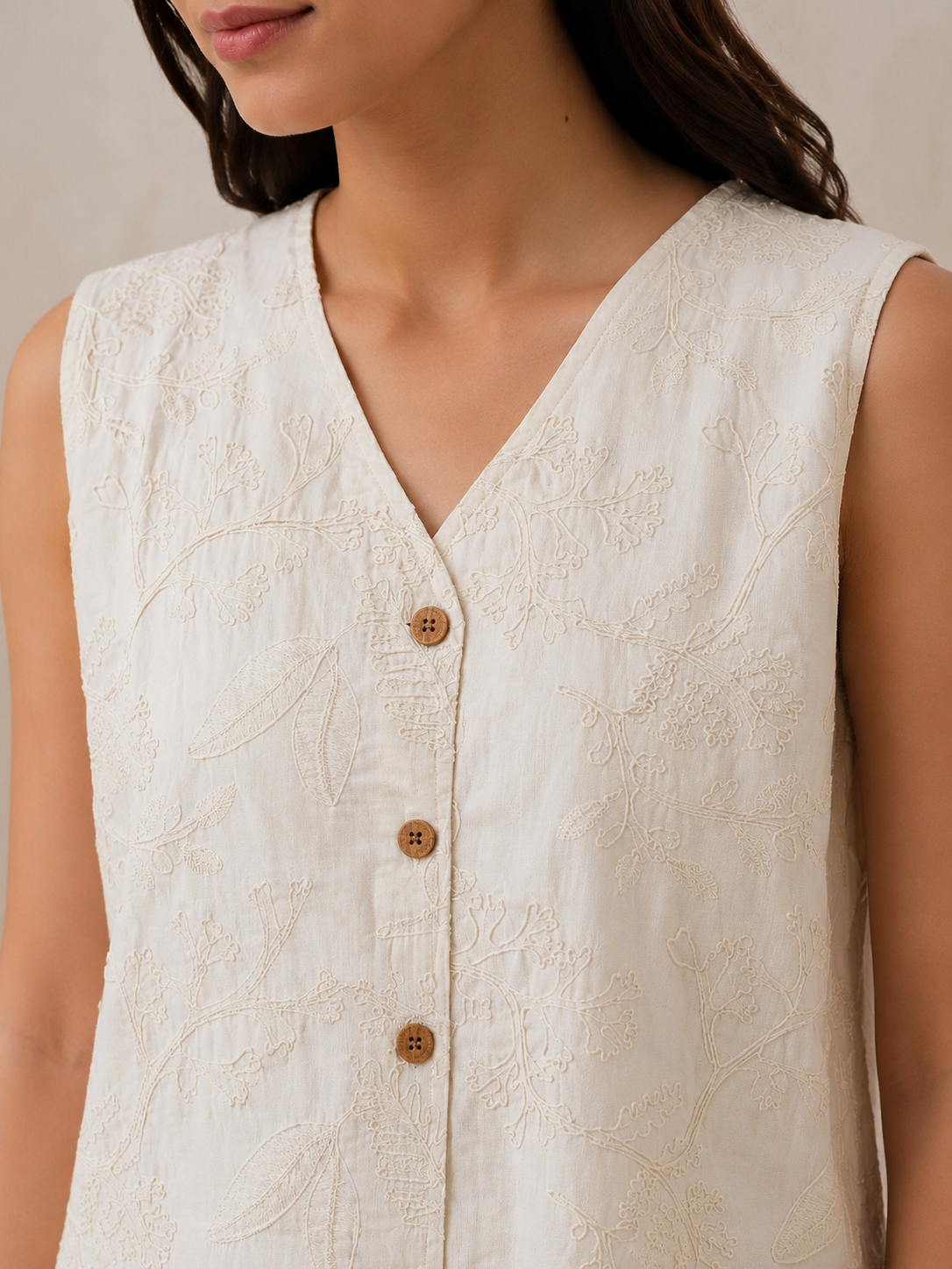 Off-White Embroidered Waistcoat