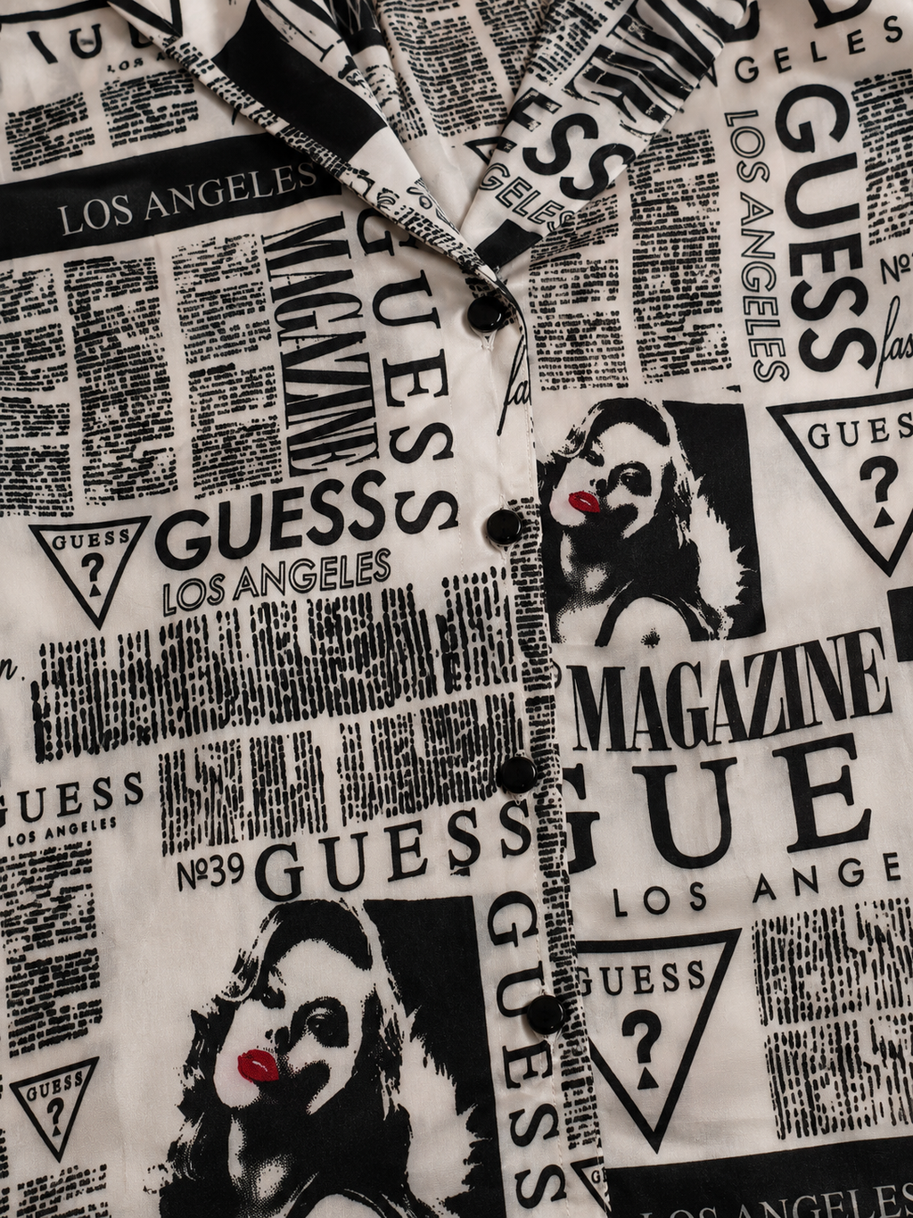 Monochrome Magazine Print Sleeveless Shirt