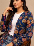 Noorani Cobalt Silk Jacket