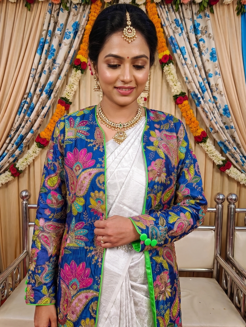 Feroza Silk Embroidered Cape-Jacket