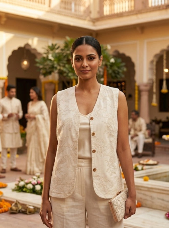 Off-White Embroidered Waistcoat