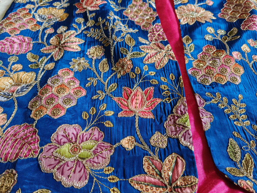 Noorani Cobalt Silk Jacket